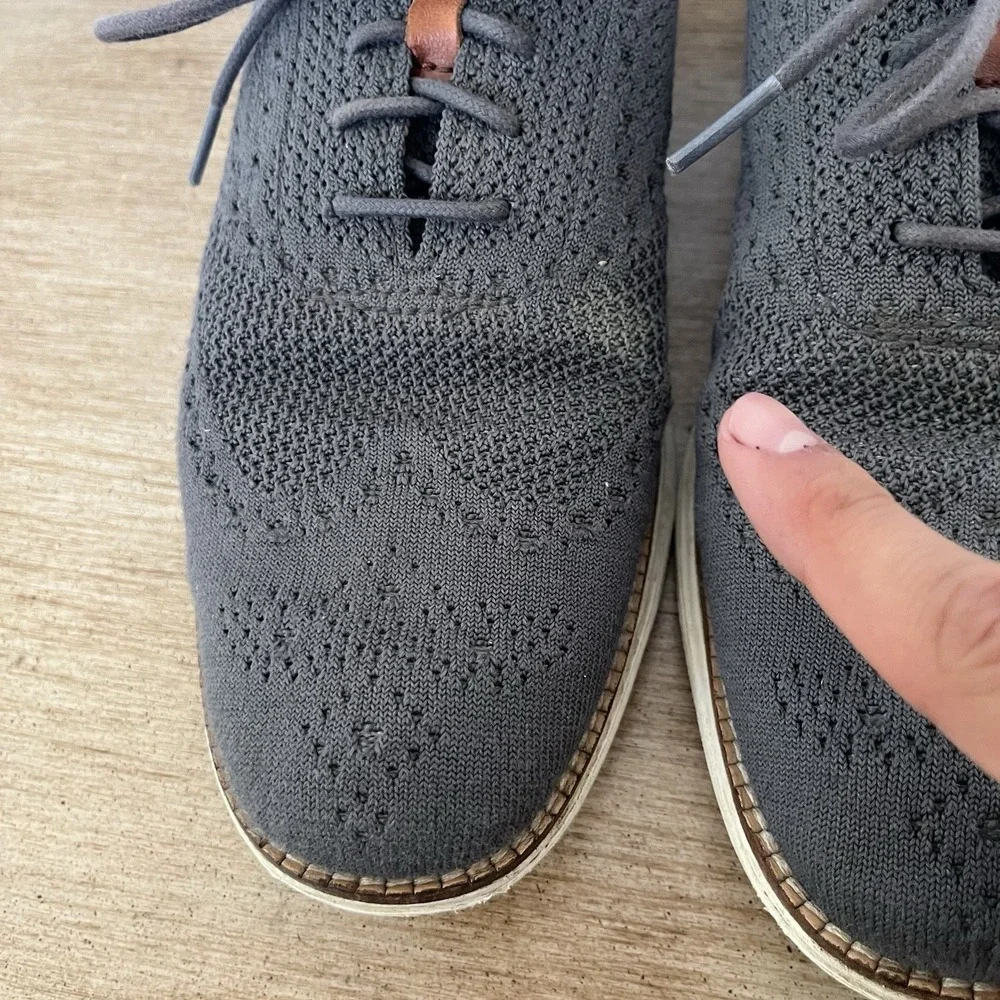 Cole Haan Original Grand Stitchlite Shoes Mens Sz 8.5 Gray Wingtip Oxford Dress